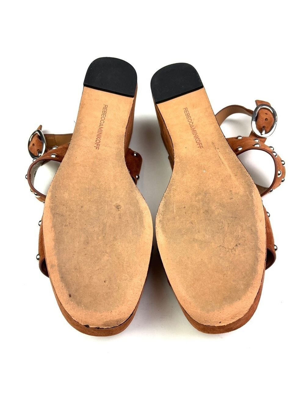 Rebecca Minkoff Ilea Studded Brown Suede Platform Wedge Sandals size 8 - Picture 7 of 8